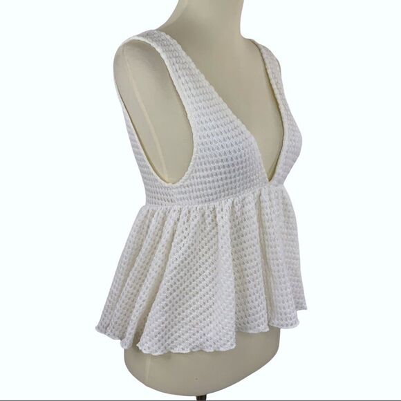 URBAN OUTFITTERS UO white Marin deep V peplum top size XS - Picture 3 of 9